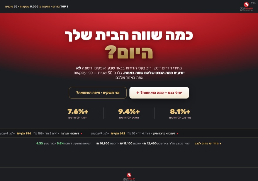 כלי לידים אינטראקטיבי להערכת שווי דירה: כמה שווה הבית שלך